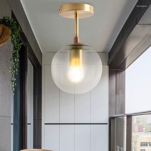 Plafoniere E27 Illuminazione in vetro Lampada a sfera rotonda moderna minimalista Corridoio Soggiorno creativo