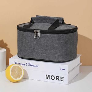 Backpacking Packs Grey insulated lunch bag suitable for women children bento boxes heat coolers portable refrigerated bags food containers picnic storage P230524