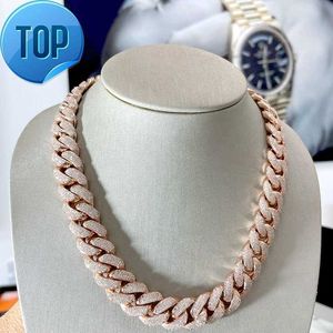 AAA Gems Silver Necklace 18mm 20mm Silver/10k/14k/18K Gold Moissanite 4 Rows Prong Iced Out VVS Miami Cuban Link Chain