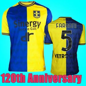 Camisas de futebol 2023 Hellas Verona FARAONI 120º aniversário 23 24 especial BARAK LAZOVIC KALINIC CAPRARI ILIC SIMEONE camisa de futebol em casa Uniformes masculinos