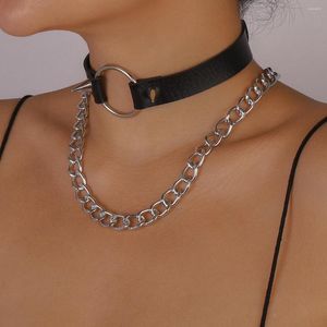 Chains Trendy Rivets Gothic Choker Retro Exaggerated Pu Leather Collar Double Layers Harajuku Women Men Punk Necklace