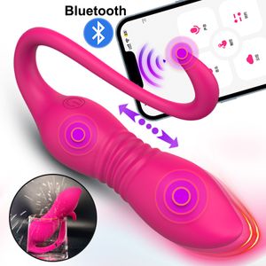 Vibrators Wireless Bluetooth telescopic vibrator for women G-point click stimulator application remote control for wearing vibrating egg sex toys 230524