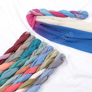 Ramadan Muslim Bubble Chiffon Hijab Shawl Islam Long Ombre Tie-dyed Head Wrap For Women Hand-drawn Gradient Veil Scarf 180*70Cm