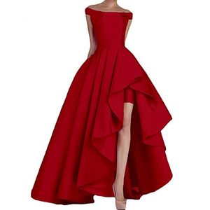 Long Prom Dresses Hi-Lo Jewel Satin A-Line Plus Size Graduation Cocktail Homecoming Formal Evening Party Gown 21