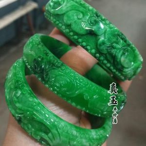 Bangle 100% Real Myanmar Jade emerald green jadegreen jade bangle hand carved flower jade bracelets jade bangles jewelry jadeite jade
