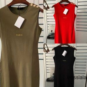 New Arrivals Summer Dresses Luxury Brand High Quality Sleeveless Casual Dress Cotton Slim Pullover Letter Sexy Dodycon Solid Skirt Knitted Female