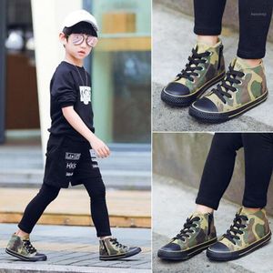 Sneakers Chinese Style Boys' Fashion Breathable Comfortable Camouflage Prinred Casual Canvsa Shoes High-top Side Zipper Flats