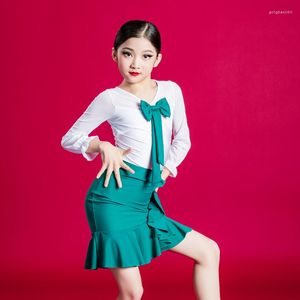 Scene Wear Green Latin Dance Clothes Girls Modern Dancewear Ballroom Practice Costume Tango Dancing Outfit Salsa Clothing DL9043