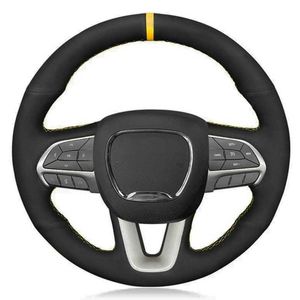 Tampa do volante do volante Tampa do volante de carro Curto de costura mole Black Camurça para Dodge Challenger 2015-2021 Carregador 2015-2021 Durango 2015-2021 G230524 G230524