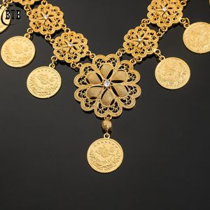 Halsband grossist arab mynthänge halsband för kvinnor lyxig kristall charm guld mellanöstern kubana smycken halsband gåva
