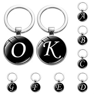 New Simple 26 English Letters Keychain Gem Alphabet Glass Keyring Fashion Bag Ornaments For Women Birthday Gifts Car Key Holder