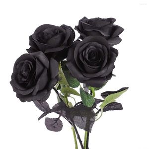 Dekorativa blommor 50 cm Artificial Black Rose Flower Halloween Gothic Wedding Home Christmas Party Fake Decor