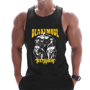 Mens Tank Tops Casual Printed Men Bodybuilding Sleeveless Shirt Cotton Gym Fitness Workout Clothes Stringer Singlet Male Summer Vest 230524