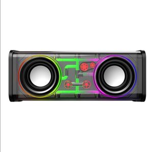 V8 Transparent Mecha Bluetooth głośnik TWS TWS Kolorowa LED LED LED DENTALNY Subwoofer Wave Play Fajny prezent audio