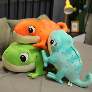 Plush Dolls Super Cute Cartoon Chameleon Plush Toys Lovely Lizard Animal Doll Soft Stuffed Pillows for Kids Girls Boys Gift 230523