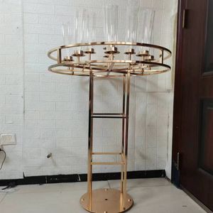 Metal Candle Holder Candlestick Flower Vase Wedding Table Centerpiece Candelabra Pillar Stand Road Lead Party Decor imake920