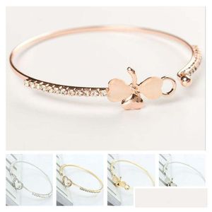 Bangle Korean Clover Bracelet Cats Eye Fl Diamond Wholesale Fb173 Mix Order 20 Pieces A Lot Charm Bracelets Drop Delivery Jewelry Dh1Sz