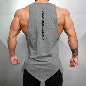 Мужские майки топы Muscleguys Gym Stringer Clothing Boybuilding Top Men Fitness синглетная рубашка рубашка с твердым хлопком.