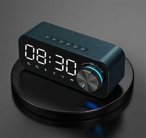 Skrivbordsklockor digital väckarklocka Bluetooth -högtalare Stor LED Display Mirror Desk Alarm Clock Wireless Subwoofer Music Player 9655686