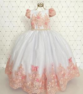 Girl Dresses Princess Ball Gown Flower Dresse Luxury Appliqued Kids Birthday Pageant Gowns Beads Children Baby Wedding Guest