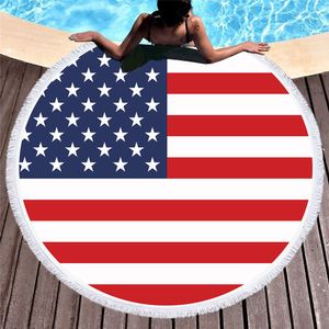국기 라운드 비치 타월 직경 3D 마이크로 화이버 브라질 러시아 프랑스 목욕 수건 여행 여름 수영 타월