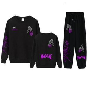 Uppsättningar/kostymer Stray Kids Maniac World Tour Casual Tracksuit Women Två stycken Set Sweatshirts Pullover Hoodies Passar Female Jogger Pants Outfit 230523