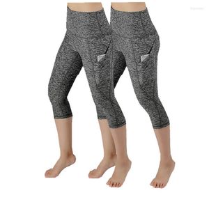 Women's Leggings Women's Gym Sports Sexy Two Packs Gathered Cropped Pants High Waist Pockets Workout Slim Fashion Casual Pencil