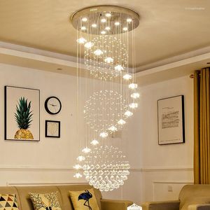 Pendant Lamps Large Crystal Chandeliers Luxury Decor For High Ceiling Living Room Loft Staircase Foyer Decoration Indoor Lighting Lamp