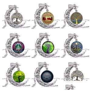 Pendanthalsband retro Tree of Life Time GEM Glasshalsband Mens och Womens Moonlight Sweater Ch GSFN191with Chain Mix Order 20 Pie Dhigo