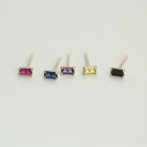 Stud GOLDtutu 2022 New 14k Pure Gold Stud Earrings Black purple rose blue yellow Zircon Cube for Women