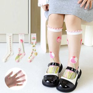 Socks 3 pairs/batch of summer knee high for children aged 1-12 cotton girls baby fashion solid mesh children's and students' mosquito resistant socks G220524 good