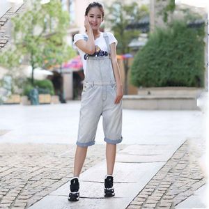 Women's Jumpsuits & Rompers 2023 Korean Version Of The Tide Loose Large Size One-piece Denim Bib Female Five-point Modis Shorts College Wind