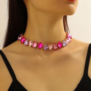 Chokers Geometric Water Drop Colorful Crystal Halsband för kvinnor Choker CLAVICLE CHAVECHACES uttalanden Smycken 230524