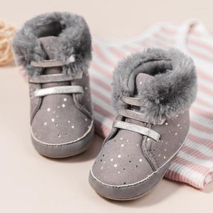 첫 워커 겨울 아기 ​​부티 신발 보풀 유지 따뜻한 태어나 플래시 보이 길어 부츠 유아 침대