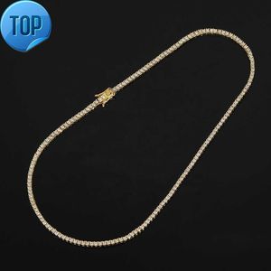 Juncheng 2mm GRA VVS Moissanite S925 925 Sterling Silver 10K 14K Gold Plated Chain Tennis Necklace for Men Women Wholesale