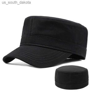 Ball Caps 2022 Spring Cotton Leisure Flat Top Hat Men Big Size Black Military Cap Fitted Navy Caps 56-58cm 58-60cm 60-62cm L230523