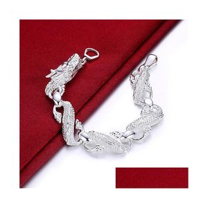 Chain Mens Sterling Sier Plated Big White Dragon Link Armband GSSB036 Fashion 925 Plate Smycken Armband Drop Delivery DHKSP