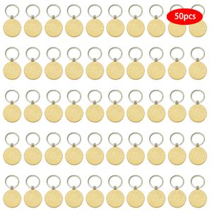 50/100pcs Round Wooden Keychain Blank Bulk Wholesale Wood Key Chains Ring Suitable for Laser Engraving Gift New