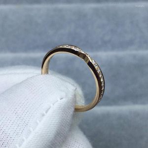 Pierścienie klastra 14k żółte złoto Zastępca Pierścień Moissanite DF Kolor Lab Diamond Tail Jewelry Wedding Anniversary Abagemary