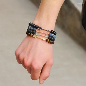 Strand Natural Volcanic Lava Stone Bracelet Bangle Unisex Buddhist Buddha Prayer Beads For Men Women Jewelry Wholesale