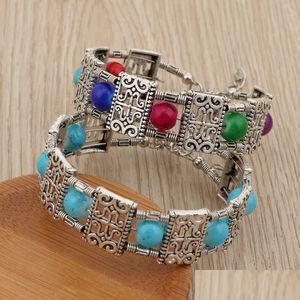 Pulseiras de charme unissex colorf contas tibetano serveiro turquesa gstqb001 presente de moda estilo nacional homem homem bracelete de bracelete de diy entrega dh0yu