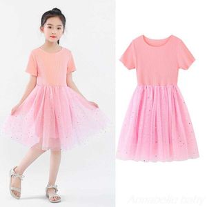 Abiti da ragazza Bambini Toddler Pink Gold Paillettes Fairy Princess Party Summer Cotton Short Sleeve Youth Girls ' Dress G220523