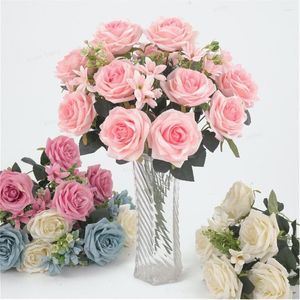 Kwiaty dekoracyjne płatek śniegu zwinone róże sztuczny jedwabny bukiet 2023 Wedding dom domowy dekoracje na imprezę ogrodową xiangfei róża fałszywie kwiat fałszywy
