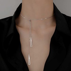 Anhänger Halsketten Dreieck Pullover Damen Winter Metall Lange Kette Geometrisch Verstellbare Reißverschluss Halskette G220524