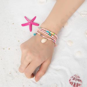 Braccialetti con ciondoli Perle di vetro Colore di collisione Conchiglia Catena per occhiali Cordino da donna alla moda