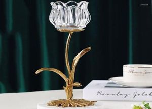 Candele Romantico Titolo in cristallo europeo Lotus Glass Small Oro Wedding Vintage Vintage lampadario Bougeoir Home and Garden8815355