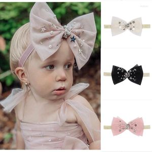 Hair Accessories Modest Luxury Big Bows Baby Girls Headband Pearl Rhinestone Decorated Kids Hairbands Party Princess