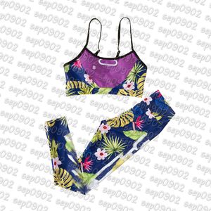 Flower Print Yoga Outfit Women Breathable Sport Outfits Summer Casual Style Tracksuit Yoga Leggings