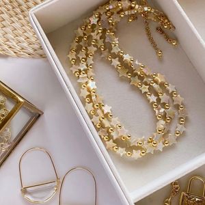 Chokers Kkbead Natural Shell Heart Star Beaded Necklace Choker för kvinnor smycken Hight Quality Gold Plated Beads Halsband Wohelsale 230524