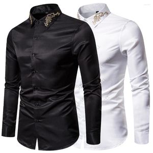 Męskie koszule 2023 Biała koszulka haftowa męska Men Button Down Dress Wedding Business Mężczyzna Camisa Masculina xxl